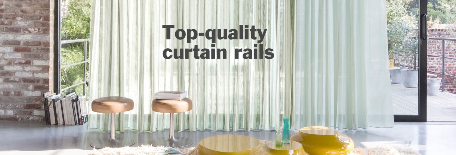 Elegant white curtains on premium manual rails