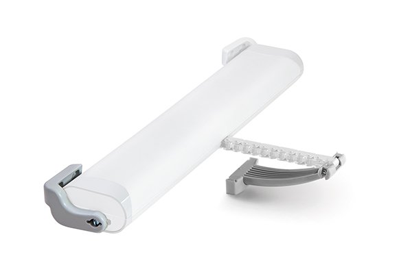 White Comunello Mowin Liwin L25 slimline electronic window actuator on a white background.