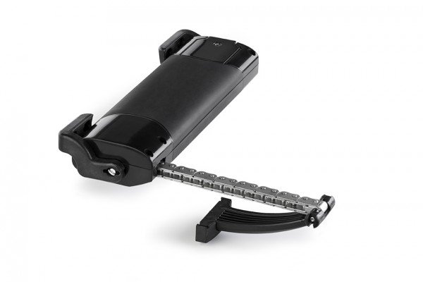 Black Comunello Mowin Smart electronic chain actuator for top-hung windows and skylights.