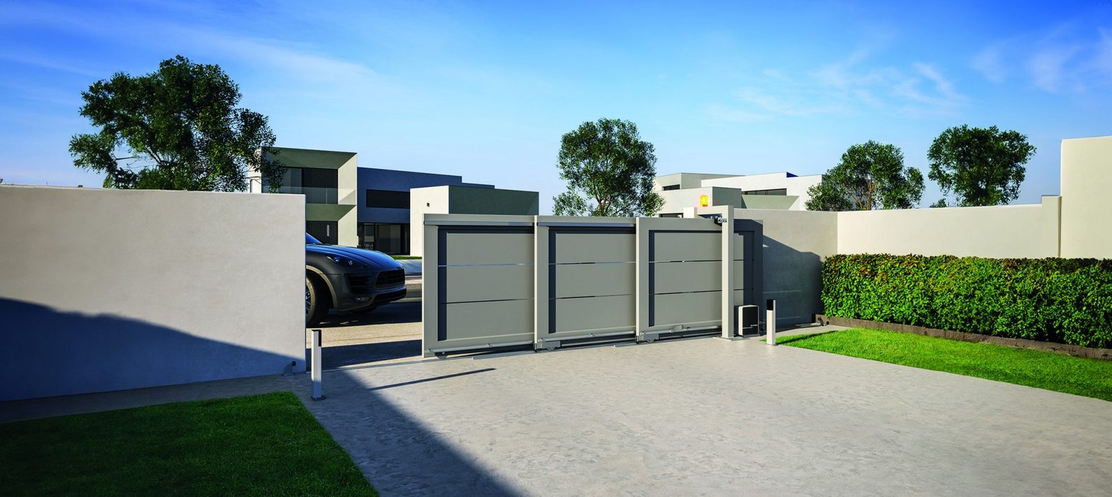 Telescopic gate for wide openings