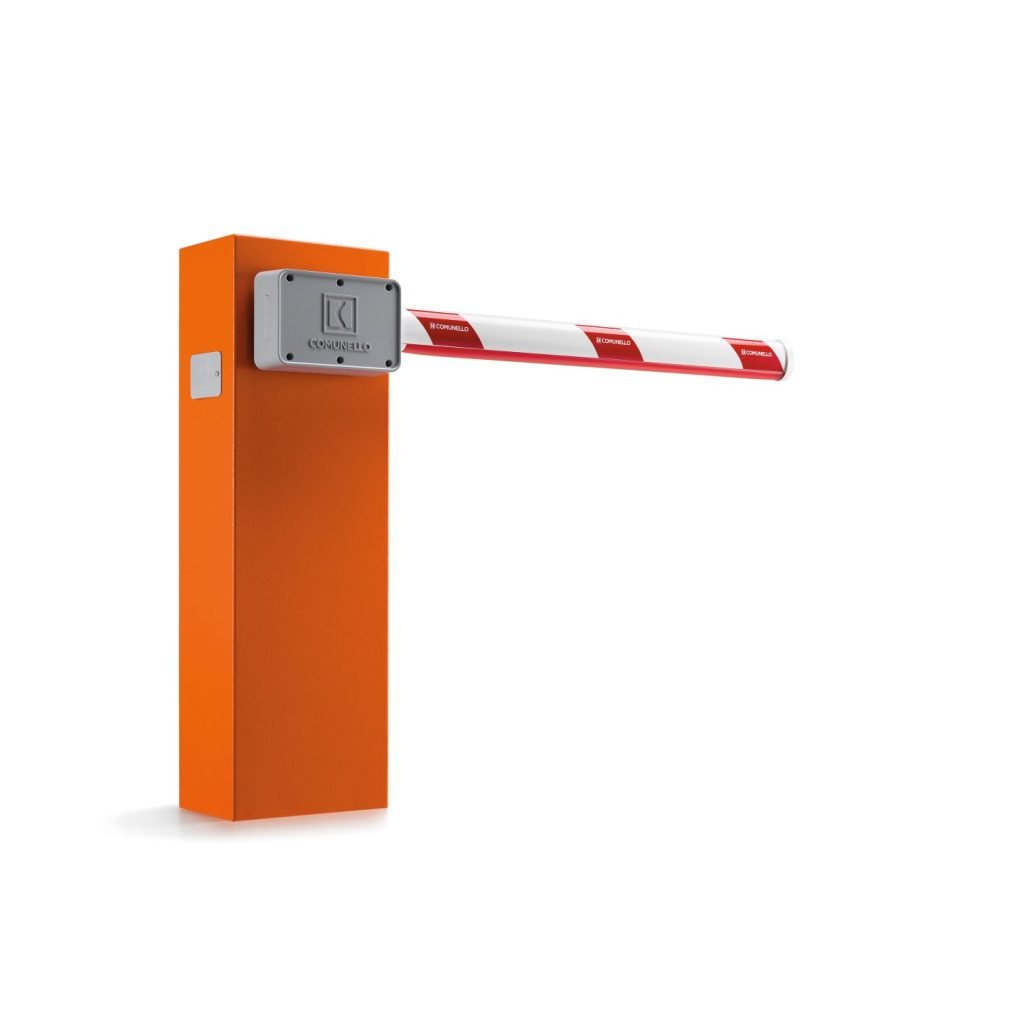 High-visibility traffic control arm in bright orange