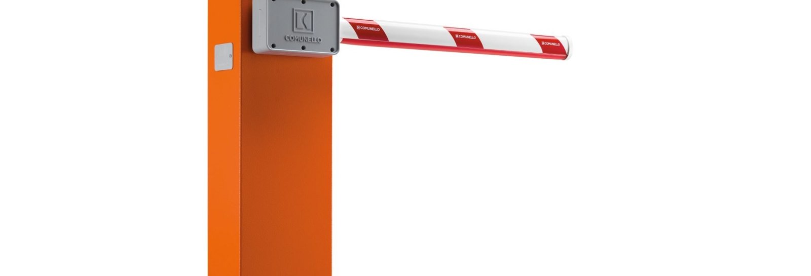 High-visibility traffic control arm in bright orange